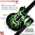 Lightning Green Skin by WraptorSkinz TM fits Nintendo Wii Guitar Hero III (3) Les Paul Controller (GUITAR NOT INCLUDED)