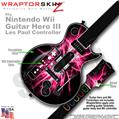 Lightning Pink Skin by WraptorSkinz TM fits Nintendo Wii Guitar Hero III (3) Les Paul Controller (GUITAR NOT INCLUDED)