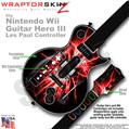 Lightning Red Skin by WraptorSkinz TM fits Nintendo Wii Guitar Hero III (3) Les Paul Controller (GUITAR NOT INCLUDED)