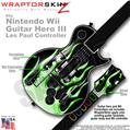 Metal Flames Green Skin by WraptorSkinz TM fits Nintendo Wii Guitar Hero III (3) Les Paul Controller (GUITAR NOT INCLUDED)