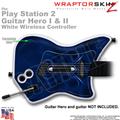 PS2 Guitar Hero I & II White Wireless Abstract 01 Blue Skin