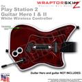 PS2 Guitar Hero I & II White Wireless Abstract 01 Red Skin