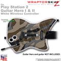PS2 Guitar Hero I & II White Wireless Camouflage Brown Skin