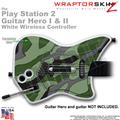 PS2 Guitar Hero I & II White Wireless Camouflage Green Skin