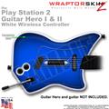 PS2 Guitar Hero I & II White Wireless Colorburst Blue Skin