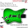 PS2 Guitar Hero I & II White Wireless Colorburst Green Skin