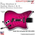 PS2 Guitar Hero I & II White Wireless Colorburst Hot Pink Skin