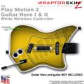 PS2 Guitar Hero I & II White Wireless Colorburst Yellow Skin