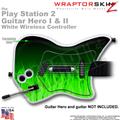 PS2 Guitar Hero I & II White Wireless Fire Green Skin
