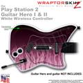 PS2 Guitar Hero I & II White Wireless Fire Pink Skin