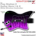 PS2 Guitar Hero I & II White Wireless Fire Purple Skin