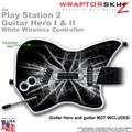 PS2 Guitar Hero I & II White Wireless Lightning White Skin