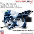PS2 Guitar Hero I & II White Wireless Radioactive Blue Skin