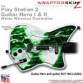 PS2 Guitar Hero I & II White Wireless Radioactive Green Skin