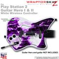 PS2 Guitar Hero I & II White Wireless Radioactive Purple Skin