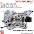 PS2 Guitar Hero I & II White Wireless Rusted Metal Skin