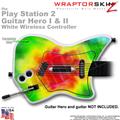 PS2 Guitar Hero I & II White Wireless Tie Dye Skin