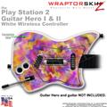 PS2 Guitar Hero I & II White Wireless Tie Dye Pastel Skin