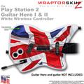 PS2 Guitar Hero I & II White Wireless Union Jack 01 Skin