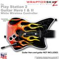 PS2 Guitar Hero I & II White Wireless Metal Flames Skin