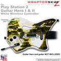 PS2 Guitar Hero I & II White Wireless Radioactive Yellow Skin