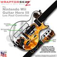 Chrome Drip on Fire Skin by WraptorSkinz TM fits Nintendo Wii Guitar Hero III (3) Les Paul Controller (GUITAR NOT INCLUDED)