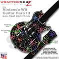 Kearas Flowers on Black Skin by WraptorSkinz TM fits Nintendo Wii Guitar Hero III (3) Les Paul Controller (GUITAR NOT INCLUDED)