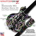 Neon Swoosh on Black Skin by WraptorSkinz TM fits Nintendo Wii Guitar Hero III (3) Les Paul Controller (GUITAR NOT INCLUDED)