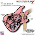 Big Kiss Lips Black on Pink WraptorSkinz  Skin fits Rock Band Stratocaster Guitar for Nintendo Wii, XBOX 360, PS2 & PS3 (GUITAR NOT INCLUDED)