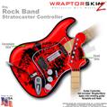 Big Kiss Lips Black on Red WraptorSkinz  Skin fits Rock Band Stratocaster Guitar for Nintendo Wii, XBOX 360, PS2 & PS3 (GUITAR NOT INCLUDED)