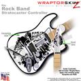 Big Kiss Lips Black on White WraptorSkinz  Skin fits Rock Band Stratocaster Guitar for Nintendo Wii, XBOX 360, PS2 & PS3 (GUITAR NOT INCLUDED)