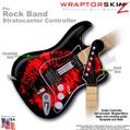 Big Kiss Lips Red on Black WraptorSkinz  Skin fits Rock Band Stratocaster Guitar for Nintendo Wii, XBOX 360, PS2 & PS3 (GUITAR NOT INCLUDED)