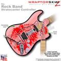 Big Kiss Lips Red on Pink WraptorSkinz  Skin fits Rock Band Stratocaster Guitar for Nintendo Wii, XBOX 360, PS2 & PS3 (GUITAR NOT INCLUDED)
