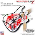 Big Kiss Lips Red on White WraptorSkinz  Skin fits Rock Band Stratocaster Guitar for Nintendo Wii, XBOX 360, PS2 & PS3 (GUITAR NOT INCLUDED)