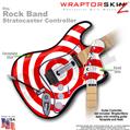 Bullseye Red on White WraptorSkinz  Skin fits Rock Band Stratocaster Guitar for Nintendo Wii, XBOX 360, PS2 & PS3 (GUITAR NOT INCLUDED)