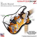 Chrome Drip on Fire WraptorSkinz  Skin fits Rock Band Stratocaster Guitar for Nintendo Wii, XBOX 360, PS2 & PS3 (GUITAR NOT INCLUDED)