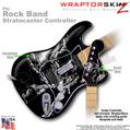 Chrome Skulls on Black WraptorSkinz  Skin fits Rock Band Stratocaster Guitar for Nintendo Wii, XBOX 360, PS2 & PS3 (GUITAR NOT INCLUDED)