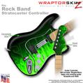 Fire Green WraptorSkinz  Skin fits Rock Band Stratocaster Guitar for Nintendo Wii, XBOX 360, PS2 & PS3 (GUITAR NOT INCLUDED)