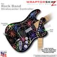 Kearas Flowers on Black WraptorSkinz  Skin fits Rock Band Stratocaster Guitar for Nintendo Wii, XBOX 360, PS2 & PS3 (GUITAR NOT INCLUDED)