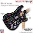 Kearas Peace Signs on Black WraptorSkinz  Skin fits Rock Band Stratocaster Guitar for Nintendo Wii, XBOX 360, PS2 & PS3 (GUITAR NOT INCLUDED)