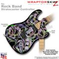 Neon Swoosh on Black WraptorSkinz  Skin fits Rock Band Stratocaster Guitar for Nintendo Wii, XBOX 360, PS2 & PS3 (GUITAR NOT INCLUDED)