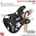 Penguins on Black WraptorSkinz  Skin fits Rock Band Stratocaster Guitar for Nintendo Wii, XBOX 360, PS2 & PS3 (GUITAR NOT INCLUDED)