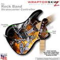 Chrome Skulls on Fire WraptorSkinz  Skin fits Rock Band Stratocaster Guitar for Nintendo Wii, XBOX 360, PS2 & PS3 (GUITAR NOT INCLUDED)