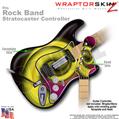 Alecias Swirl 01 Yellow WraptorSkinz  Skin fits Rock Band Stratocaster Guitar for Nintendo Wii, XBOX 360, PS2 & PS3 (GUITAR NOT INCLUDED)