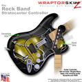 Barbwire Heart Yellow WraptorSkinz  Skin fits Rock Band Stratocaster Guitar for Nintendo Wii, XBOX 360, PS2 & PS3 (GUITAR NOT INCLUDED)