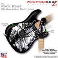 Big Kiss Lips White on Black WraptorSkinz  Skin fits Rock Band Stratocaster Guitar for Nintendo Wii, XBOX 360, PS2 & PS3 (GUITAR NOT INCLUDED)