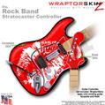 Big Kiss Lips White on Red WraptorSkinz  Skin fits Rock Band Stratocaster Guitar for Nintendo Wii, XBOX 360, PS2 & PS3 (GUITAR NOT INCLUDED)