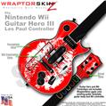 Big Kiss Lips White on Red Skin by WraptorSkinz TM fits Nintendo Wii Guitar Hero III (3) Les Paul Controller (GUITAR NOT INCLUDED)