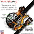 Chrome Skulls on Fire Skin by WraptorSkinz TM fits Nintendo Wii Guitar Hero III (3) Les Paul Controller (GUITAR NOT INCLUDED)