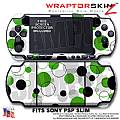 Lots of Dots Green on White WraptorSkinz  Decal Style Skin fits Sony PSP Slim (PSP 2000)